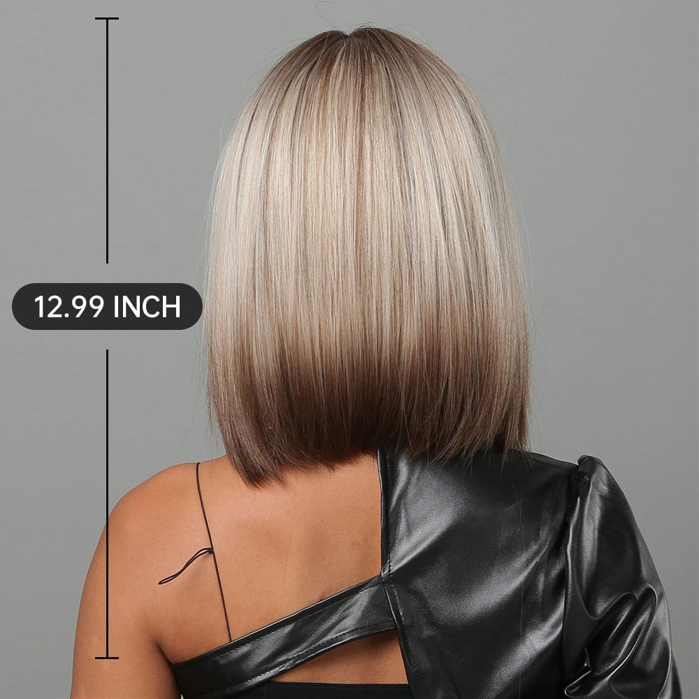 Heat-Resistant Straight Synthetic Wigs with Bangs