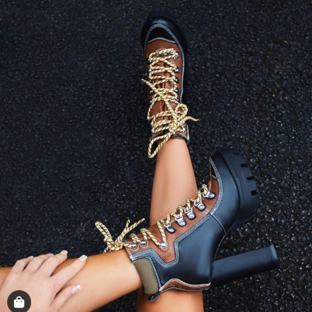 Lace up Platform Ankle Boots