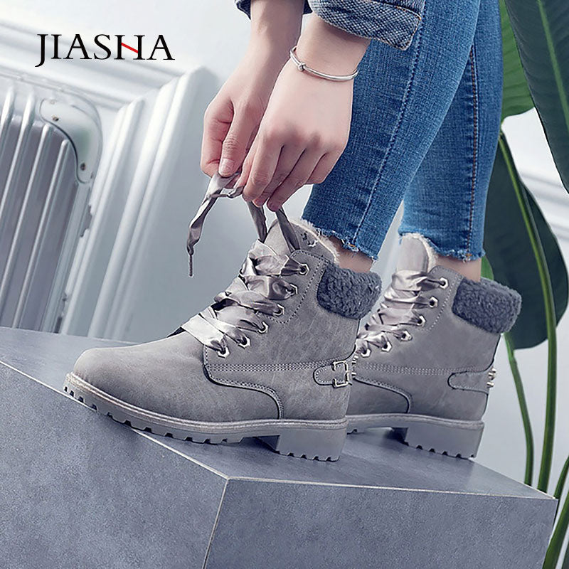 Women's warm plush ankle boots