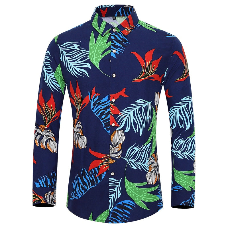 Men's long-sleeved printed shirts