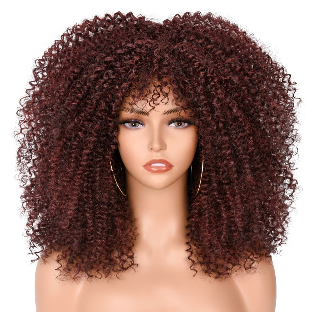 Afro Kinky Curly Wig with Bangs