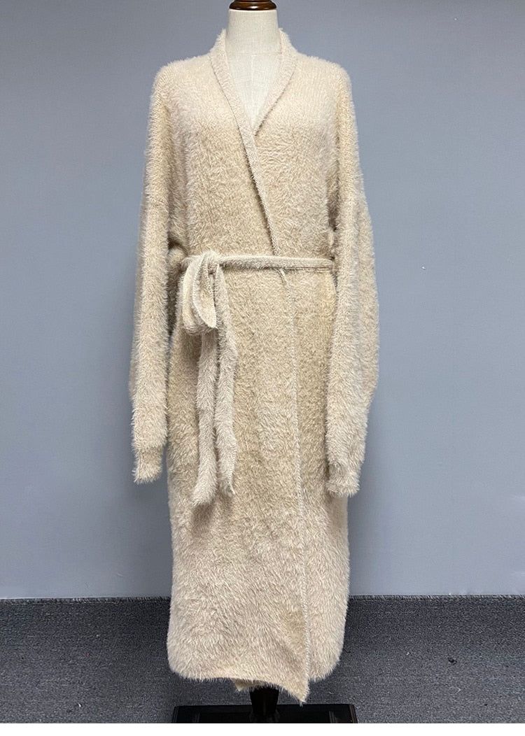 Long Faux Mink Cardigans