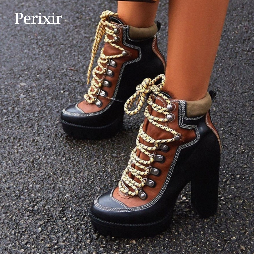 Lace up Platform Ankle Boots