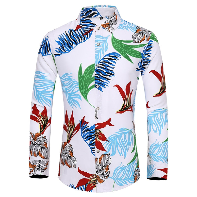 Men's long-sleeved printed shirts