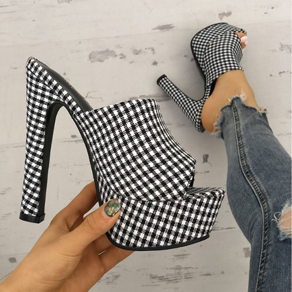 Plaid Platform Wedges