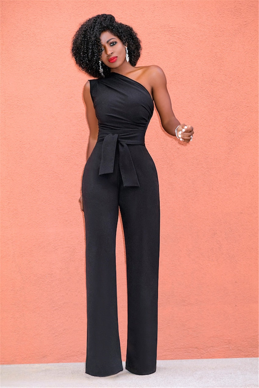 One Shoulder Wide Leg Jumpsuit