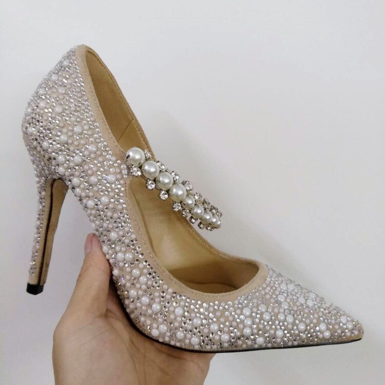 Pearl and Rhinestones Pointed Toe Shoes