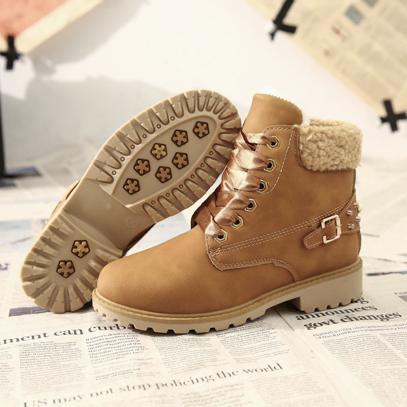 Women's warm plush ankle boots