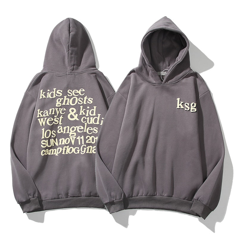 Unisex Graffiti Letter Oversized Fleece Hoodie