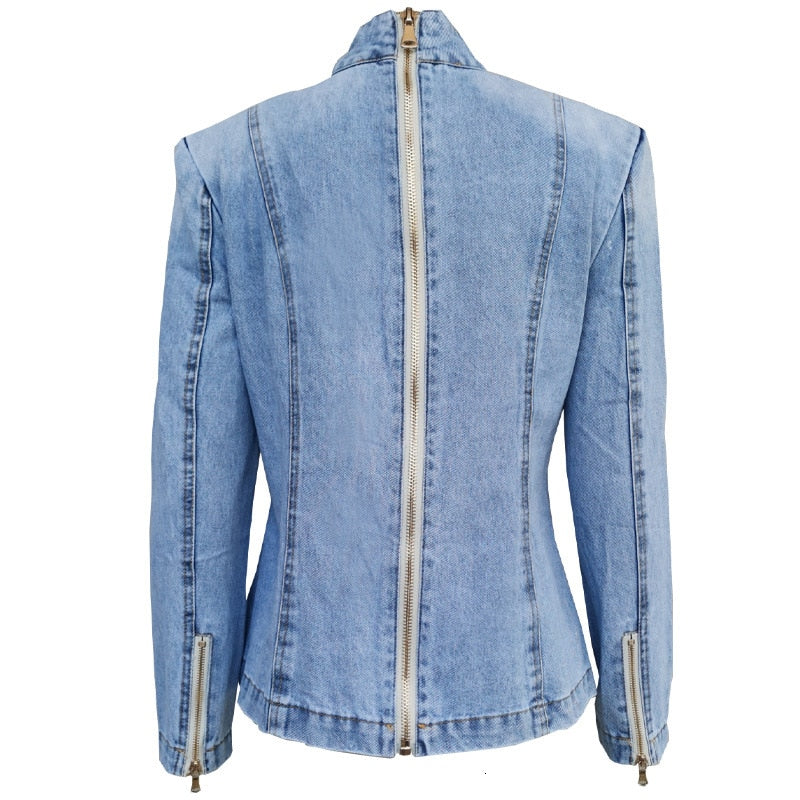 Patchwork Bow Denim Women's Jacket