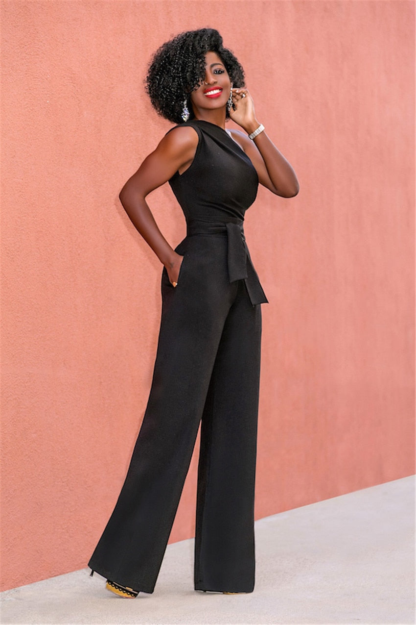 One Shoulder Wide Leg Jumpsuit