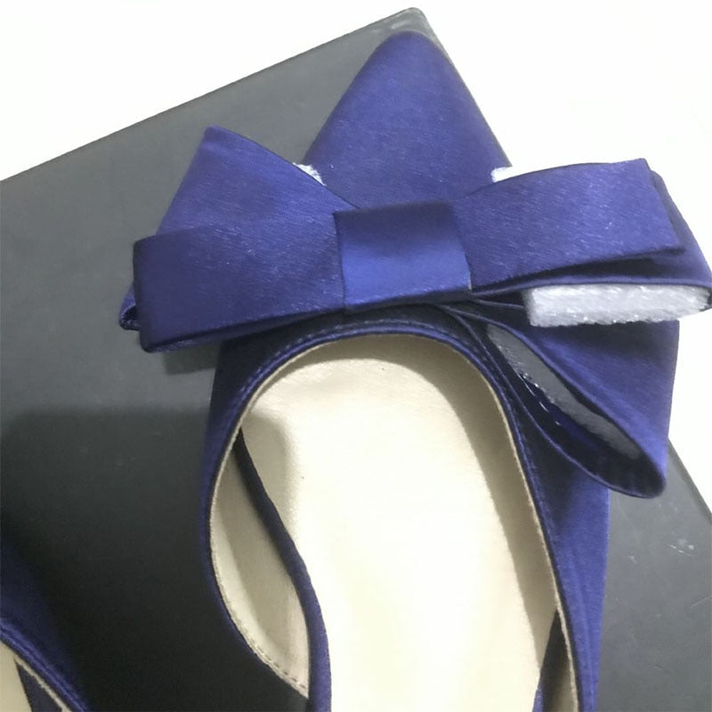 Pointed bow tie flat slippers