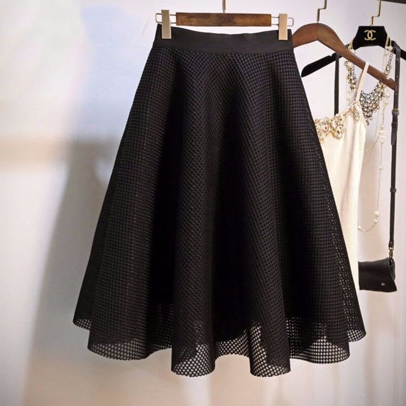 Women's High Waist A-line Knee-length Skirt