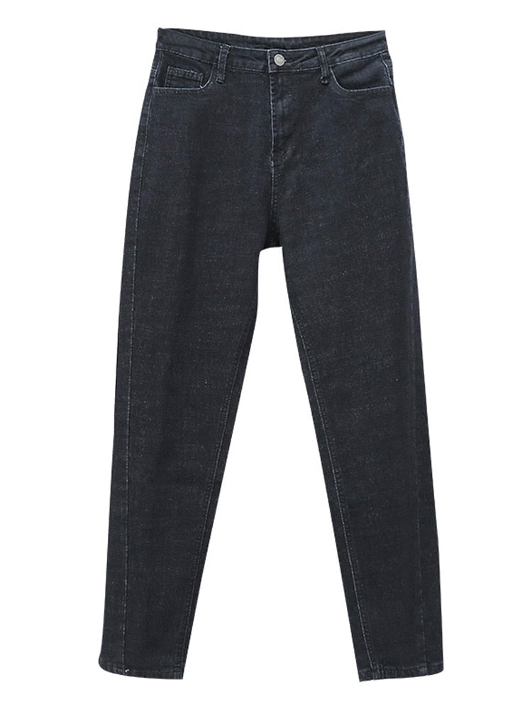 High Waist Full Length Denim Pencil Pants