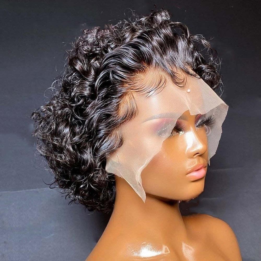 Short Curly Human Hair Lace Front Wig