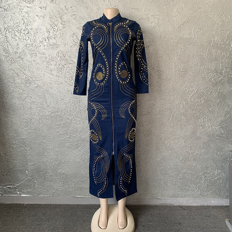 Long- Sleeve African-print dress