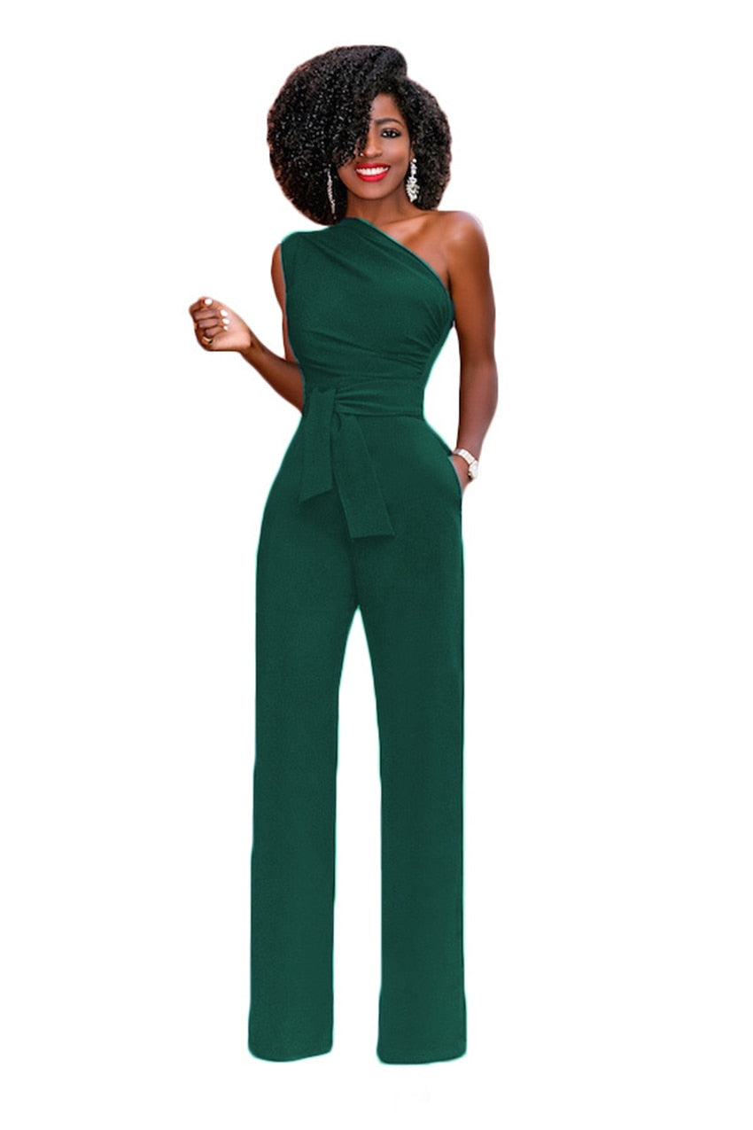 One Shoulder Wide Leg Jumpsuit