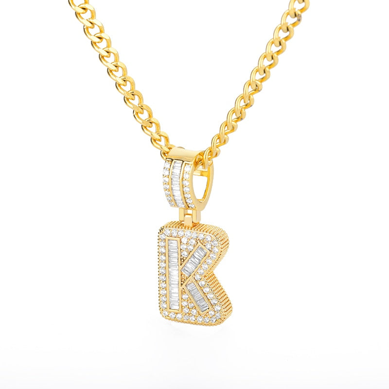 Bling Initial Letters Necklace Stainless Steel