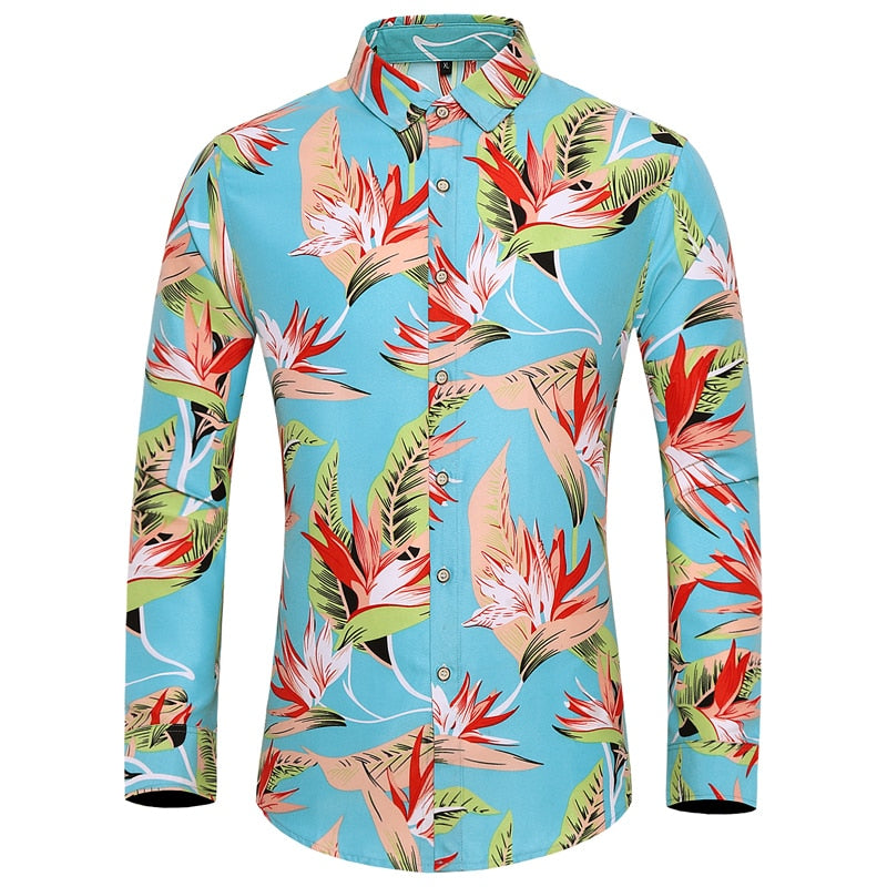 Men's long-sleeved printed shirts