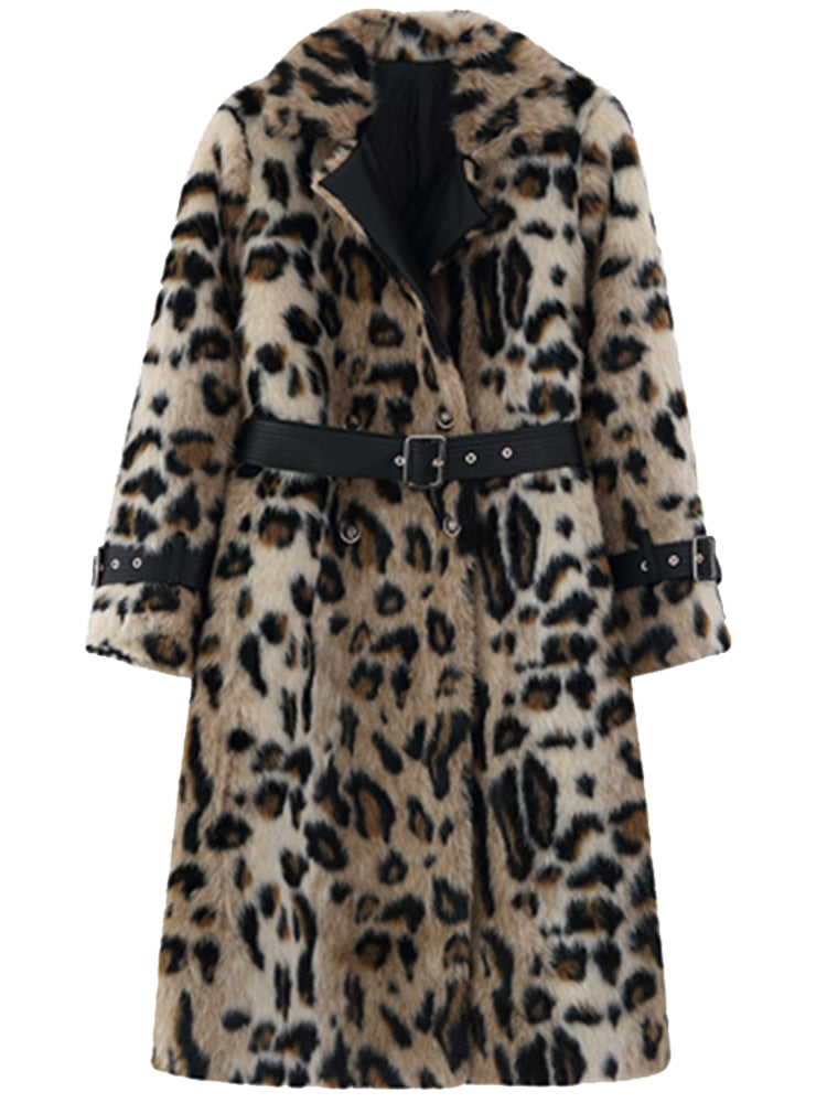 Long Sleeve Faux Fur Trench Coat