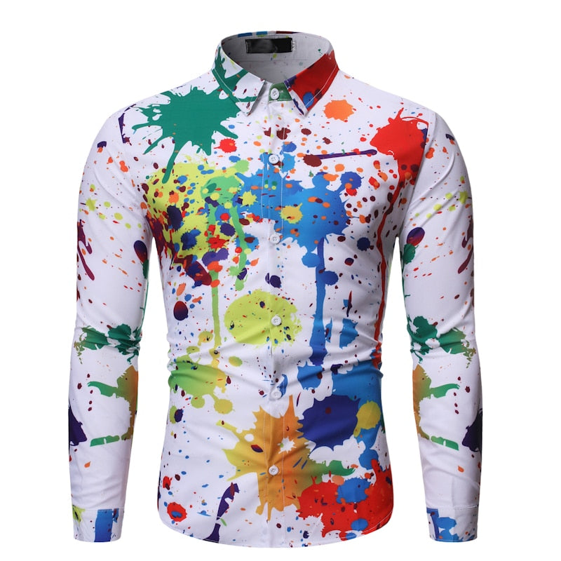 Ink Splash Paint Color Long Sleeve Shirt