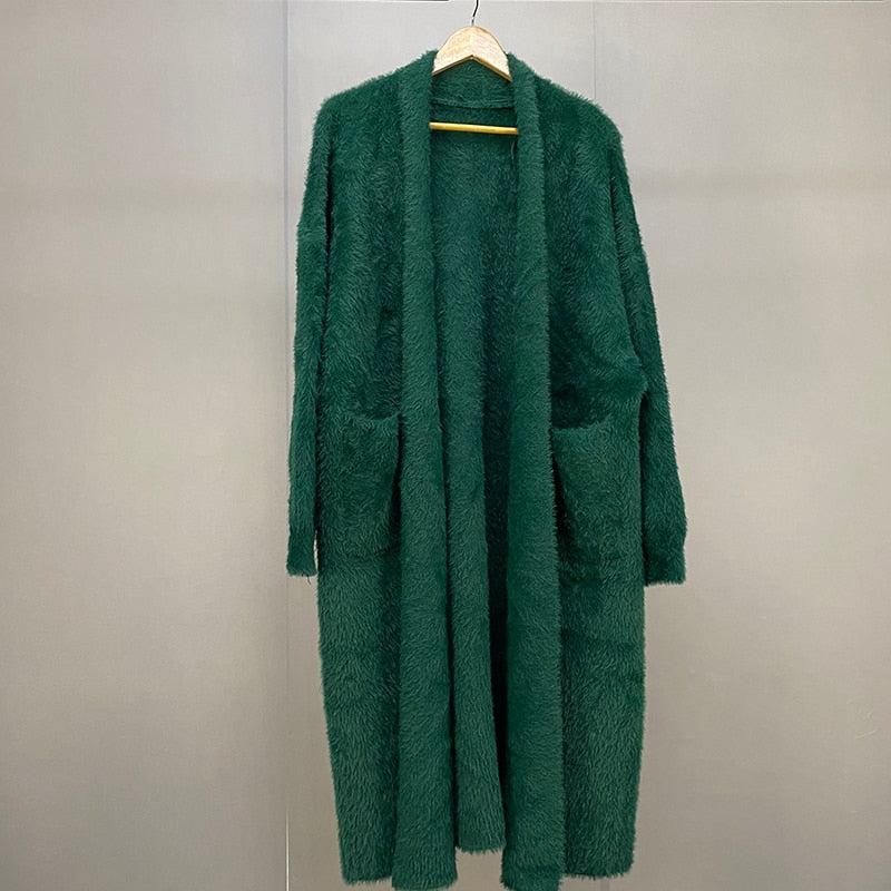 Long Faux Mink Cardigans