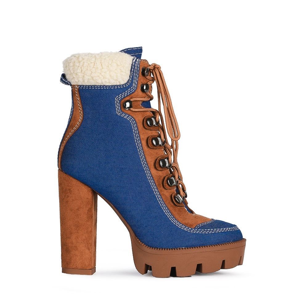 Lace up Platform Ankle Boots