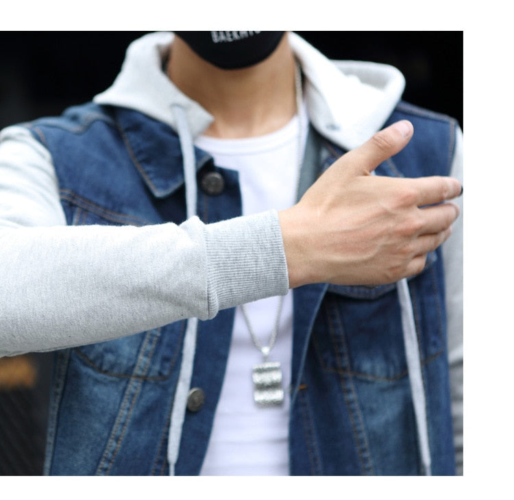 Denim Men Hooded Jackets