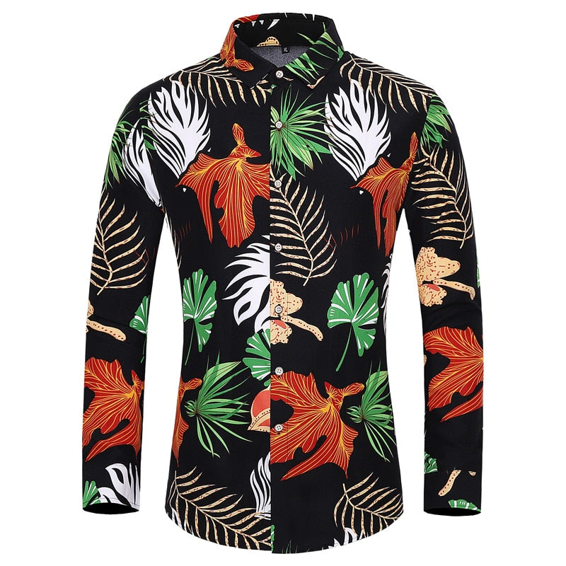 Men's long-sleeved printed shirts