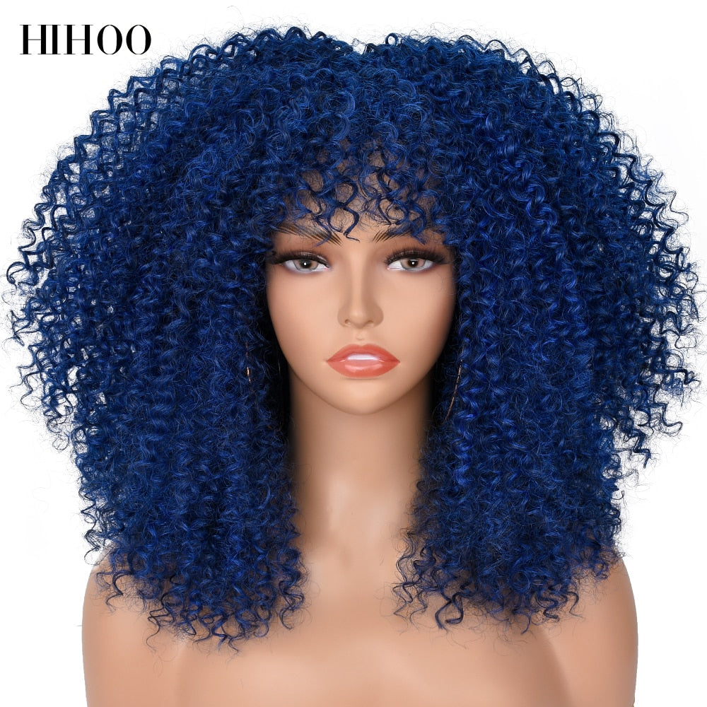 Afro Kinky Curly Wig with Bangs