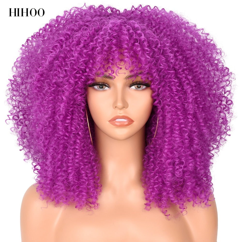 Afro Kinky Curly Wig with Bangs