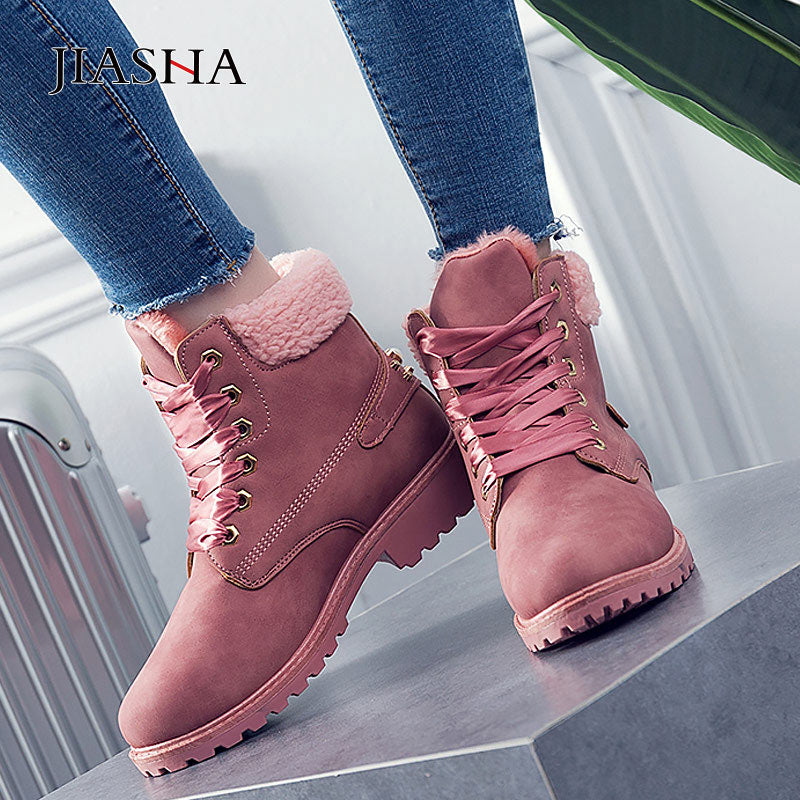 Women's warm plush ankle boots