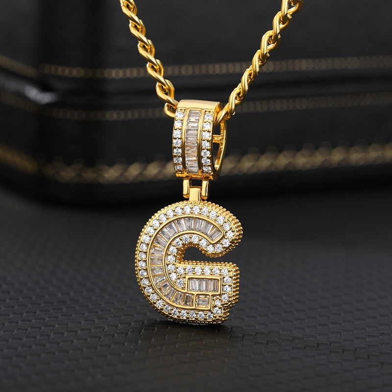 Bling Initial Letters Necklace Stainless Steel