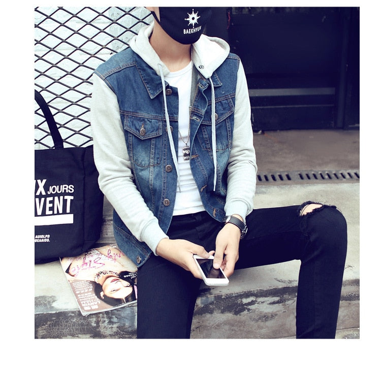 Denim Men Hooded Jackets