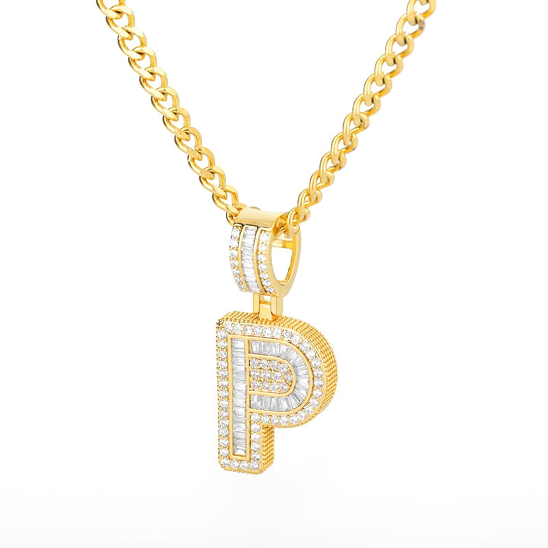 Bling Initial Letters Necklace Stainless Steel