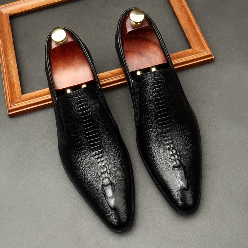 Genuine Leather Oxford Slip On Shoes