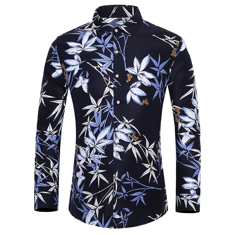 Men's long-sleeved printed shirts