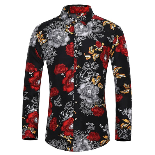 Men's long-sleeved printed shirts