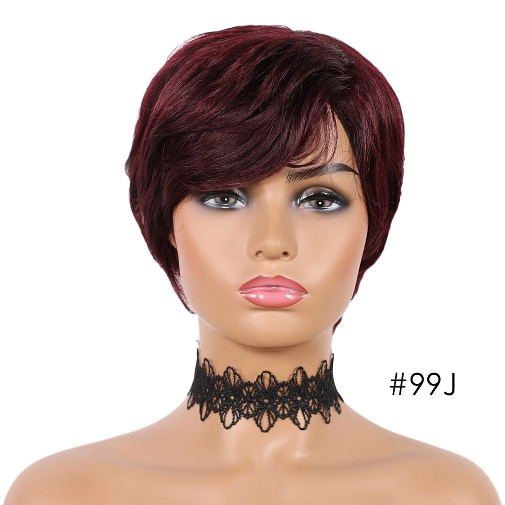 Short Remy Brazilian Human Hair Wigs