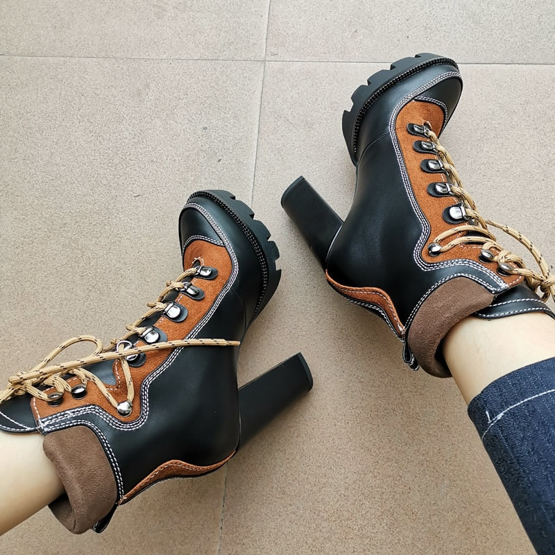 Lace up Platform Ankle Boots