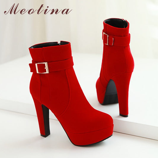 Buckle High Heel Ankle Boots