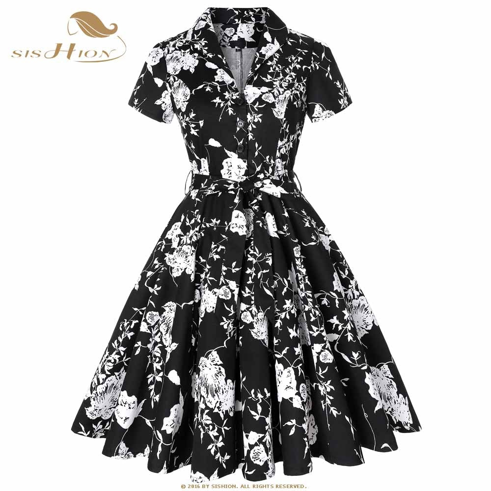 Vintage Short Sleeve A Line Swing Dresses