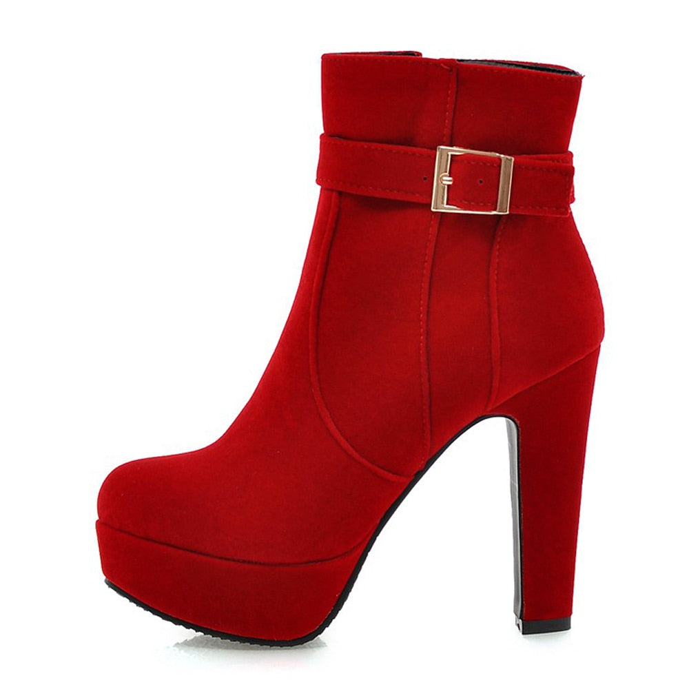 Buckle High Heel Ankle Boots