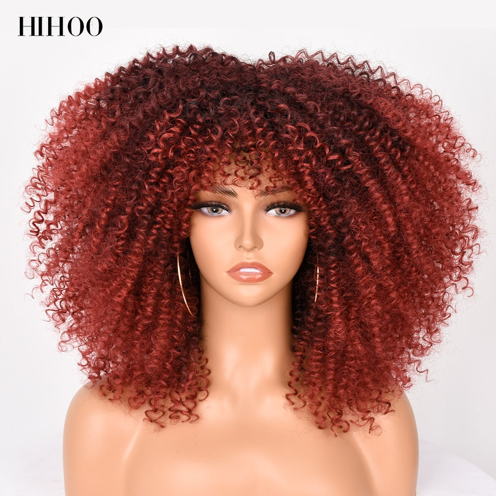 Afro Kinky Curly Wig with Bangs