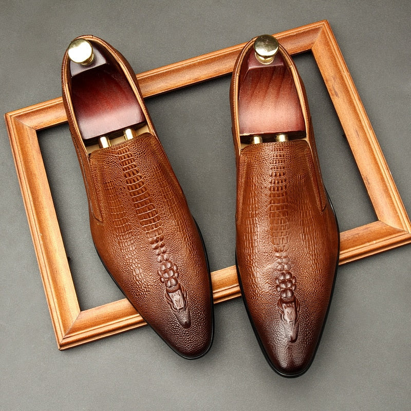 Genuine Leather Oxford Slip On Shoes