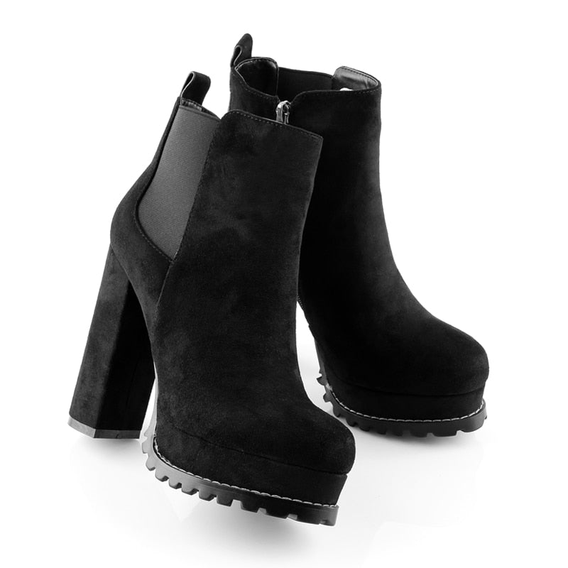 Elastic Siding Platform Ankle Boots