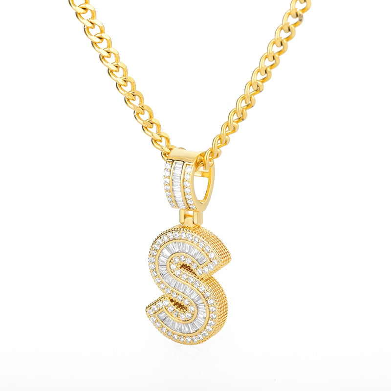 Bling Initial Letters Necklace Stainless Steel