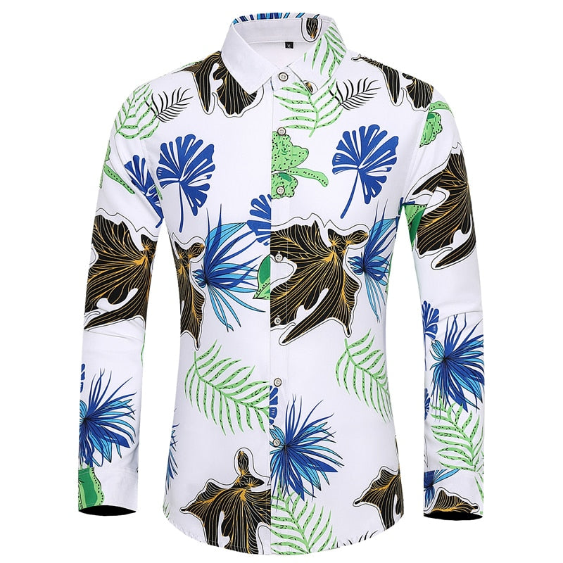 Men's long-sleeved printed shirts