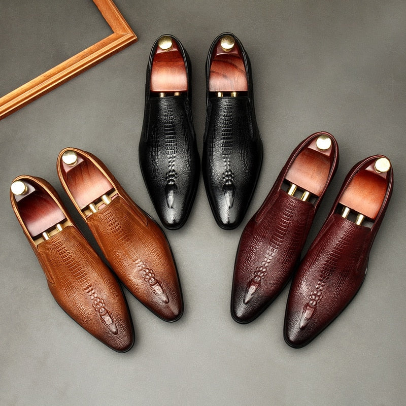 Genuine Leather Oxford Slip On Shoes