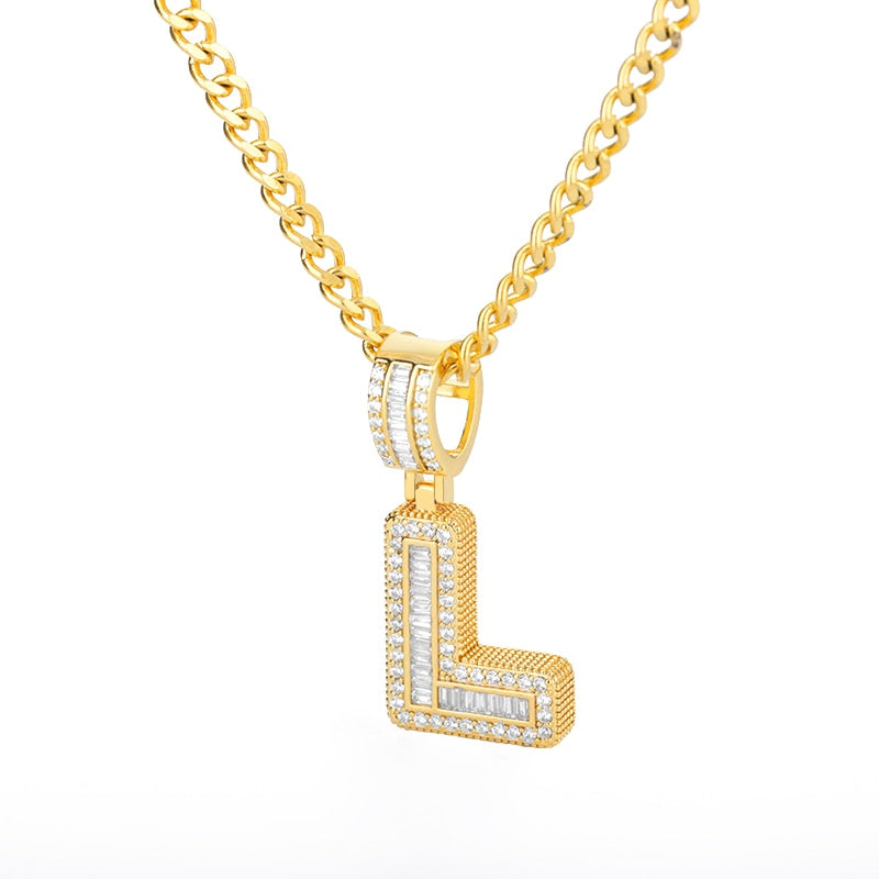 Bling Initial Letters Necklace Stainless Steel